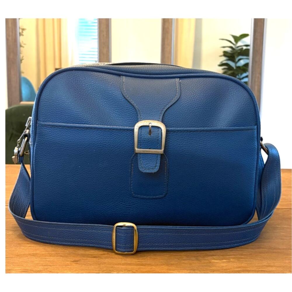 Vintage Samsonite Saturn II Tote Blue Carry On Travel Bag Luggage Key Tag 1970s